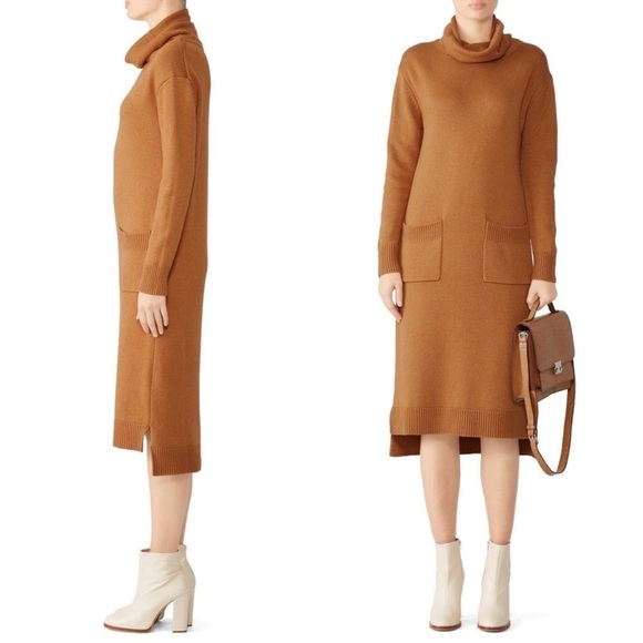 CAARA Turtleneck Sweater Dress tobacco color - Picture 4 of 16